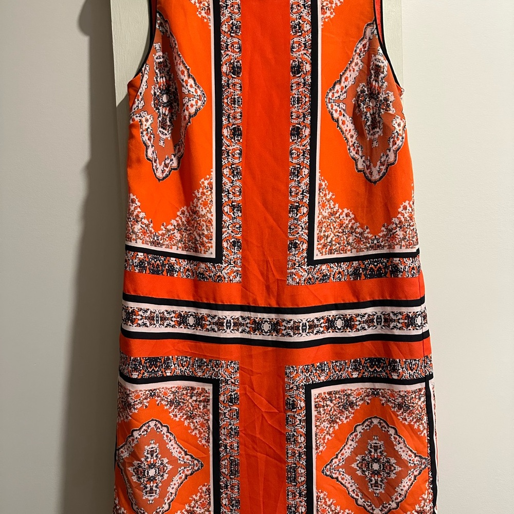Women's Orange Printed Midi Dress
